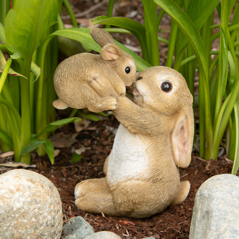 Playful Mom & Baby Rabbit Figurine – Zingz Home