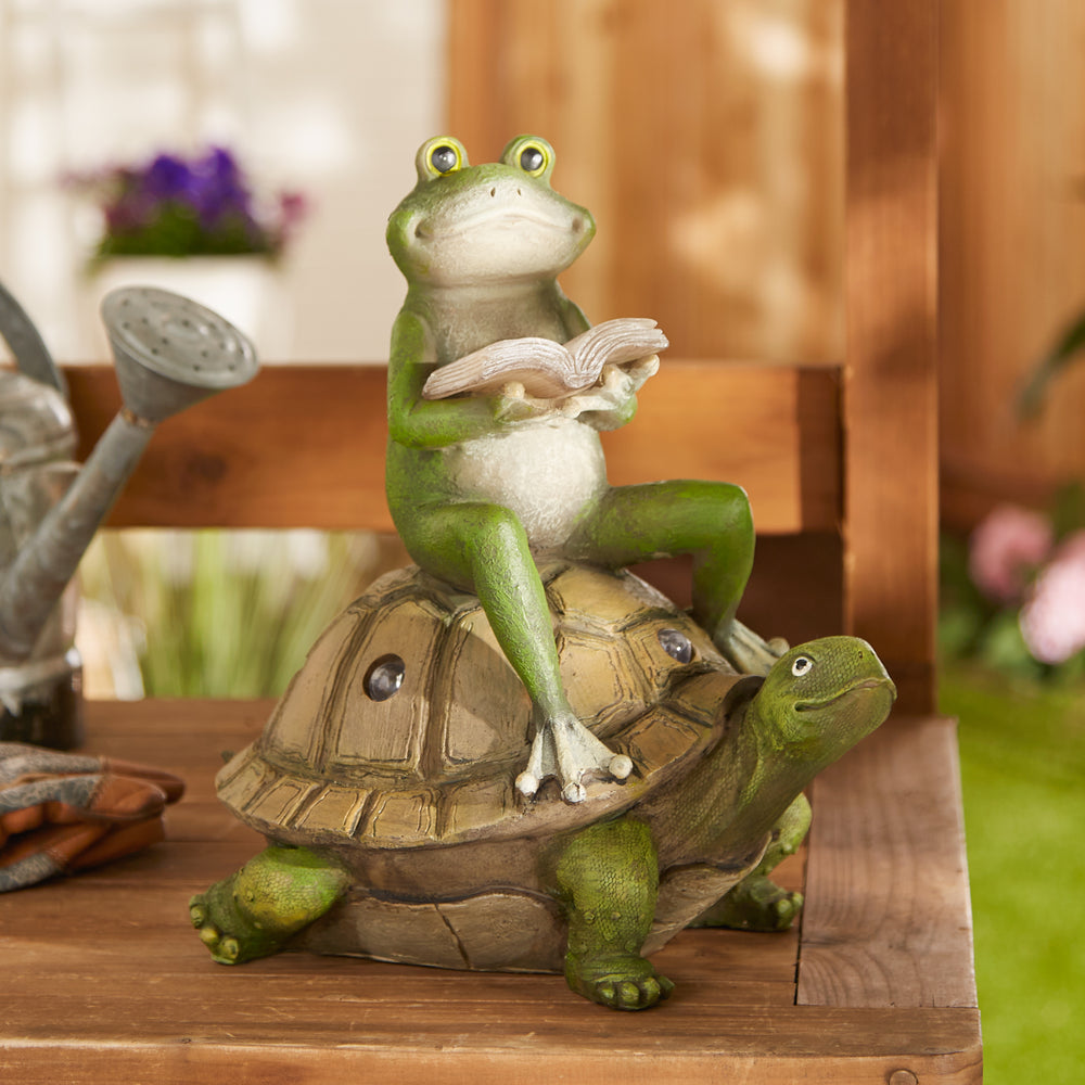 Frog & Turtle Solar Statue