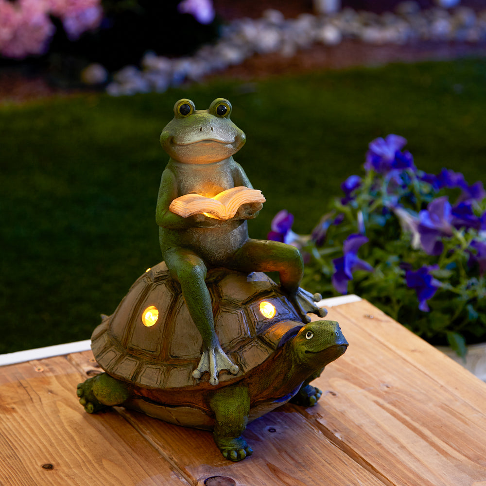 Frog & Turtle Solar Statue